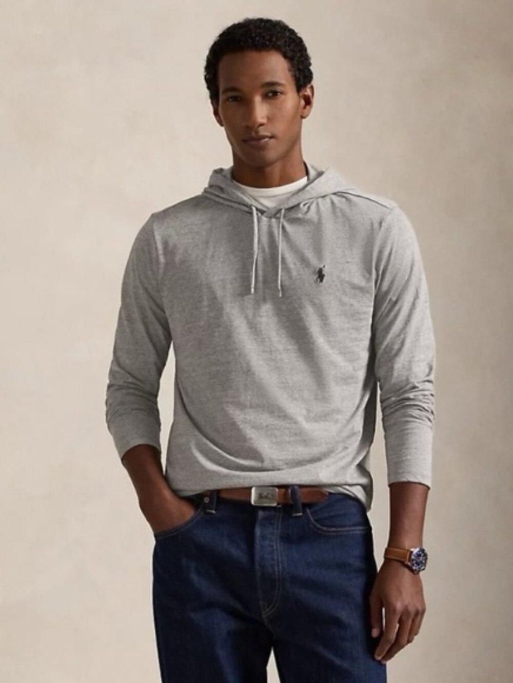 POLO RALPH LAUREN Jersey Hooded Long Sleeve T Shirt –100% Cotton Tee – MEDIUM